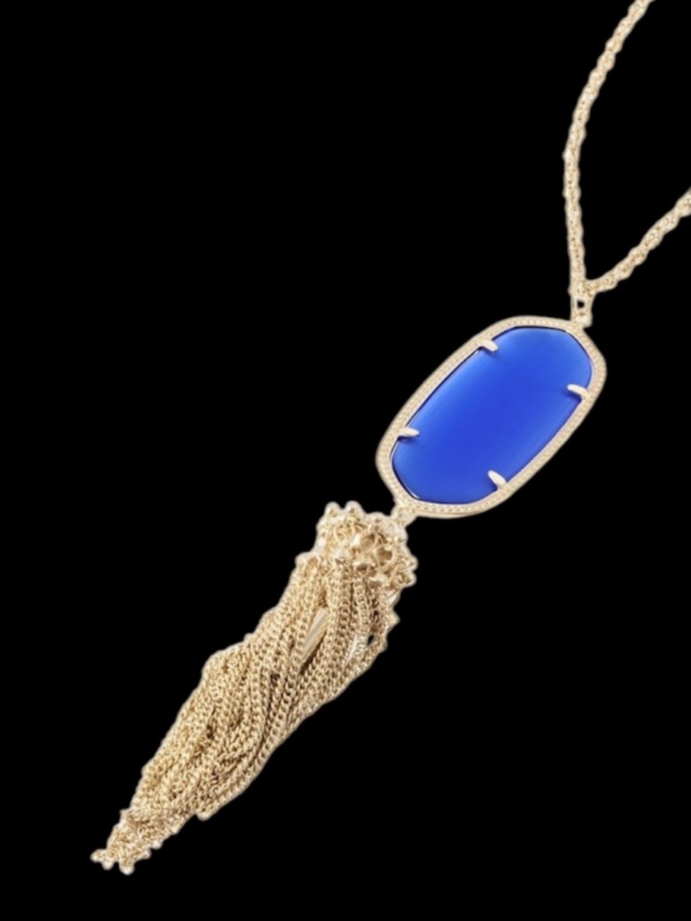 Kendra Scott Rayne Gold Pendant Necklace in Cobalt Cat’s Eye